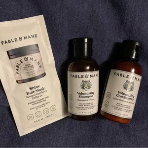 Fable & Mane Volumizing Shampoo & Conditioner 1.7 oz each & Shine Hair Mask